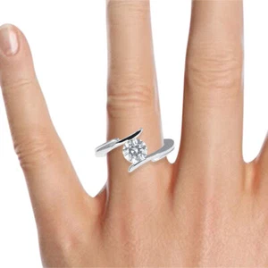 1/2 Karat wunderschöner Rundschliff Diamant Verlobungsring F/VS2 14K Weißgold - Bild 1 von 5