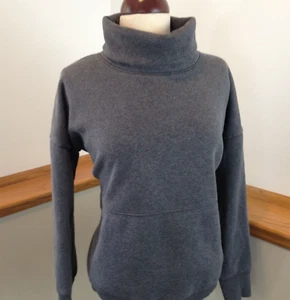 ATHLETA Felpa in Pile Pullover Grigio Manica Lunga Collo Cappuccio Donna Taglia S - Foto 1 di 8