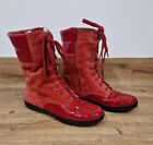 Cole Haan red flat boots size US 11B UK 9 boxing collab READ suede lace up 