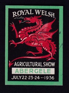 Wales Denbighshire ABERGELE 1936 Agricultural Show Poster stamp with gum - Picture 1 of 2