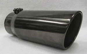 PUNTA DE ESCAPE FORD POWERSTROKE NEGRO CROMO DIÉSEL 4" ID, 5" OD, 12" LARGO - Imagen 1 de 5