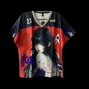Unisex graues Anime T-Shirt - Dark Fantasy Grafik, Gothic Streetwear (Herren L) - Bild 1 von 3