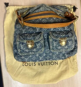 LOUIS VUITTON Buggy GM Shoulder Bag Monogram Denim Blue w/Dust Bag - Picture 1 of 14