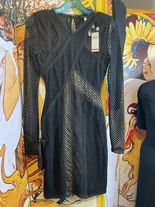 Neu mit Etikett BCBG Maxazria Jaylynn figurbetontes Netz- und Netzkleid DGX62M99 XS UVP 198 $ - Bild 1 von 6