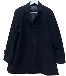 Vintage Pendleton Jacket Wool Pea Coat Satin Lined Women’s Size 12 Dress Black - Picture 1 of 12