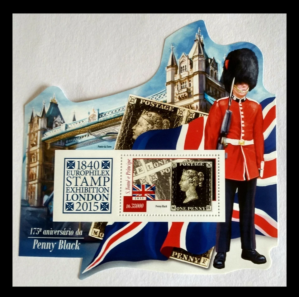 029. SAO TOME & PRINCIPE 2015 UNUSUAL DIE CUT STAMP M/S PENNT BLACK , BRIDGE.MNH - image 1 of 1