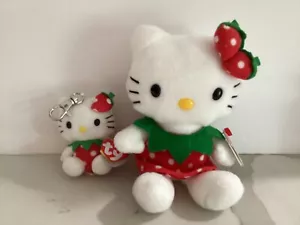 Ty/Sanrio HELLO KITTY STRAWBERRY 6" + Matching Key Clip - UK Exclusive RARE/NEW - Picture 1 of 6