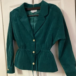 Vintage Ultra Wildleder Damen Gr. 8 80er Jahre Sakko Messingknöpfe - Bild 1 von 7