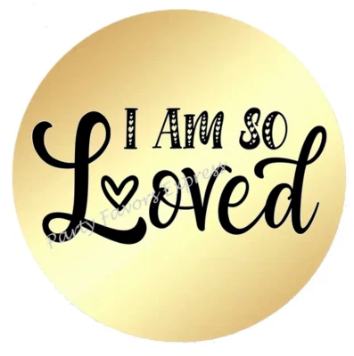 GOLD FOIL I AM SO LOVED VALENTINES ENVELOPE SEALS LABELS STICKERS PARTY FAVORS - Image 1 of 2