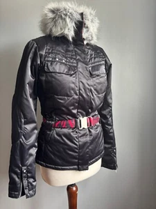 CHAQUETA ESQUÍ MAIER 6 8 negro rojo cuello piel leopardo bond niña calidad brillante - Imagen 1 de 23