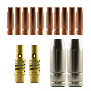 Mig MB15 Conical LH 14 Piece KIT- 0.9mm - Binzel Style - Shroud - Contact Tip SB - Picture 1 of 1