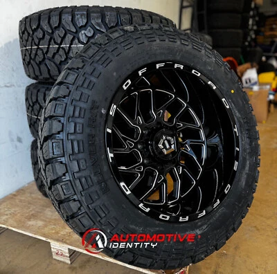 20x12 TIS 544BM Black Wheels 35" Kenda AT Tires 8x6.5 GMC Sierra 2500 3500 - Image 1 of 4