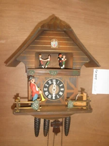 Cuckoo Clock German Trumpeter SEE VIDEO Black Forest Chalet 1 Day CK3004 - Picture 1 of 10