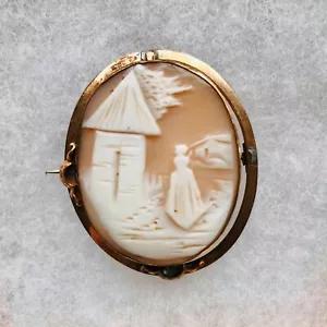Antique Victorian-Era Rebecca at the Well Cameo Brooch - Picture 1 of 8