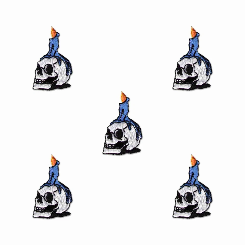Parches de calavera con velas (paquete de 5) apliques de parche bordados de Halloween para hierro Foto 1 de 3
