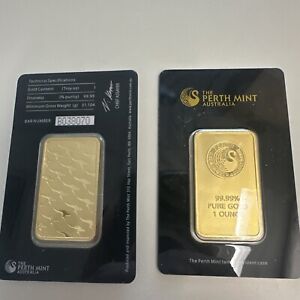 Perth Mint Kangaroo 1 Ounce 9999 Fine Gold Minted Bullion Bar