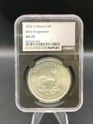 2022 South Africa 1 oz Silver Krugerrand NGC MS70 - Image 1 of 2
