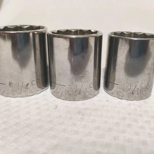 Craftsman Sockets 12-point 1/2" Drive 1-1/16, 1-1/8, 1-1/4 Set Of 3 - Picture 1 of 13