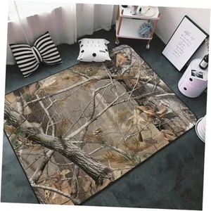 Washable Area Rugs Cover,Camo Tree Brown Camouflage Soft Large Floor Carpets - Picture 1 of 8