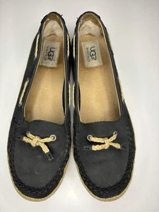 UGG Women's Moccasin Espadrille Flat Boat Shoes Black Size 8.5 - Picture 1 of 9