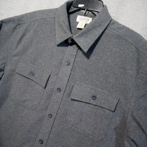 LL Bean Shirt Mens Chamois Cloth Traditional Fit L Gray Heavy Flannel Shacket - Picture 1 of 12