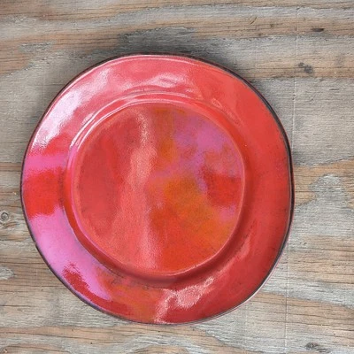 Crate & Barrel Carmen 9" Salad Plate Rustic Red Italy Italian Pottery - Image 1 of 4