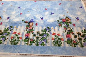 BTY Daisy Kingdom 0347 Picket Fence DOUBLE BORDER Donna Dewberry Springs Fabric - Picture 1 of 4