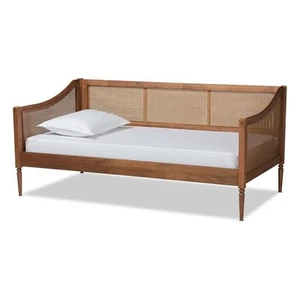 Baxton Studio Ogden Brown Finished Wood and Synthetic Rattan Twin Size Daybed - Picture 1 of 9