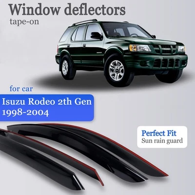 Tape-on 4PCS Window Visors Rain Guards Fit Isuzu Rodeo 1998-2004 Wind Deflectors - Image 1 of 4