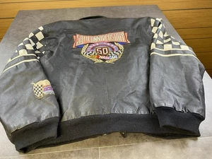 NASCAR Jeff Hamilton 50th Anniversary Embroidered Blk Leather Jacket Size Large - Bild 1 von 10