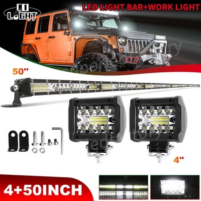Doble Filas 52" pulgadas LED Barra de Luz de Trabajo Punto de Inundación Combo Conducción Offroad SUV + 4" Foto 1 de 4