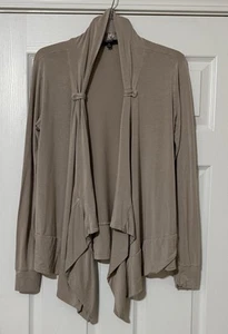 Premise SUPER SOFT Open LONG Cardigan Sweater Large Beige Draped Sides Long Slv - Picture 1 of 4