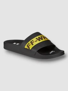 $309 Off-White Men's Black Industrial Leather Pool Slides Shoe Size US 6.5/EU 40 - Picture 1 of 6