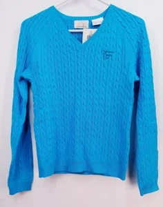 Suéter de golf EP PRO de algodón suave con cuello en V, para mujer talla S, azul, NUEVO, FL3112 - Imagen 1 de 11