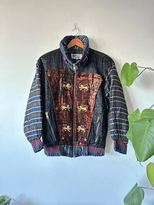 I Gallery 1980s Brocade Down Filled Oversized Patchwork Ski Coat Velvet Lions - Image 1 of 4