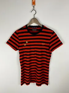 Fred Perry x Bella Freud T-Shirt Top Striped Stars Logo Sz US 8 EU 40 - Picture 1 of 16