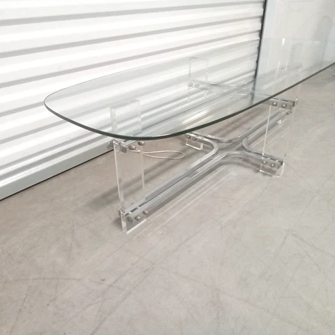 CHARLES HOLLIS JONES CHROME LUCITE GLASS SURFBOARD COFFEE TABLE VINTAGE 70's MCM Cover