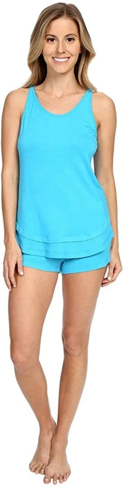 Conjunto de pantalones cortos y top acanalados azul océano Josie L81421 para mujer talla XL Foto 1 de 3