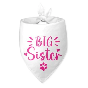 Big Sister Dog Bandana Baby Announcement Gender Reveal Dog Bandana White Dog ... - Picture 1 of 6