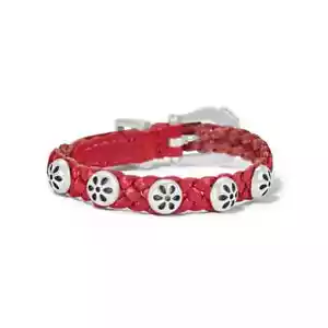 NWT Brighton Daisy Bandit Silver & Red Braided Leather Bracelet $52 - Picture 1 of 5