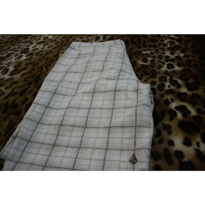 Pantalones Cortos Volcom Y2K Blancos a Cuadros Sueltos De Colección Ropa de Surf Patinador Ropa de Skate 34 Foto 1 de 4