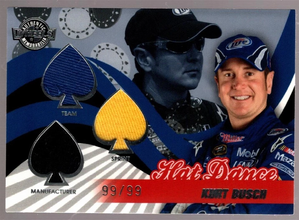 KURT BUSCH 99/99 TEAM SPRINT MANUFACTURER TRIPLE PATCH SP 2009 WHEELS HAT DANCE - Image 1 of 1
