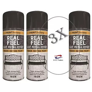 3x vernice spray ad asciugatura rapida effetto metallo fuso spray ferro nero 400 ml Regno Unito - Foto 1 di 2