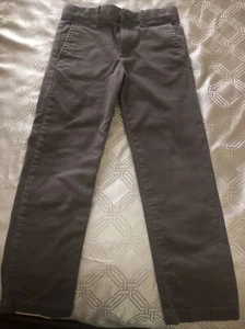J. Crew Crewcuts Boys Grey Khaki Slim Leg Flat Front Chinos Pants Size 7 EUC - Picture 1 of 5