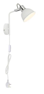 Modern white bedside lamp E14 plug-in reading lamp with adjustable cord. - Picture 1 of 6