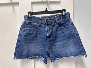 PREOWNED OLD NAVY GIRLS HIGH RISE DENIM SHORTS SIZE 12 FRAYED HEM - Picture 1 of 3