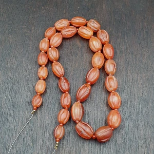 RARE Old antique Indo Tibetan Carnelian Agate Beads Melon Shape Beads necklace - Picture 1 of 10