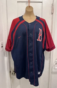 NIKE Team Boston Red Sox maglia uomo XL blu con bottoni vintage - Foto 1 di 8