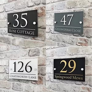 Contemporary House Sign Address Plaques Door Number Name Plates Personalised - Picture 1 of 12