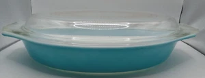 Teal Pyrex Serving Dish 1 1/2 Quart With Designed Lid - Picture 1 of 6